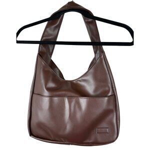 Soft Faux Leather Hobo Shoulder Brown College/Work Tote Bag Purse